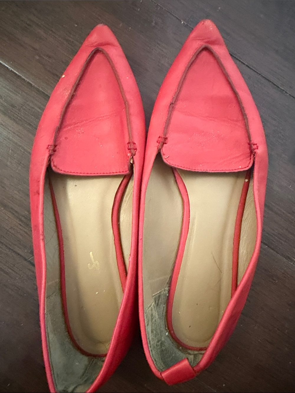 Lulu's Coral-Red Pointed-Toe Loafer Flats